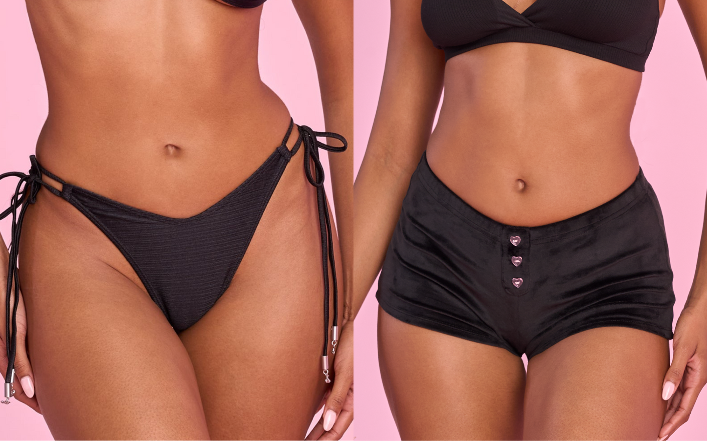 Cherry On Top Bottom + Velour Mini Shorts in Black