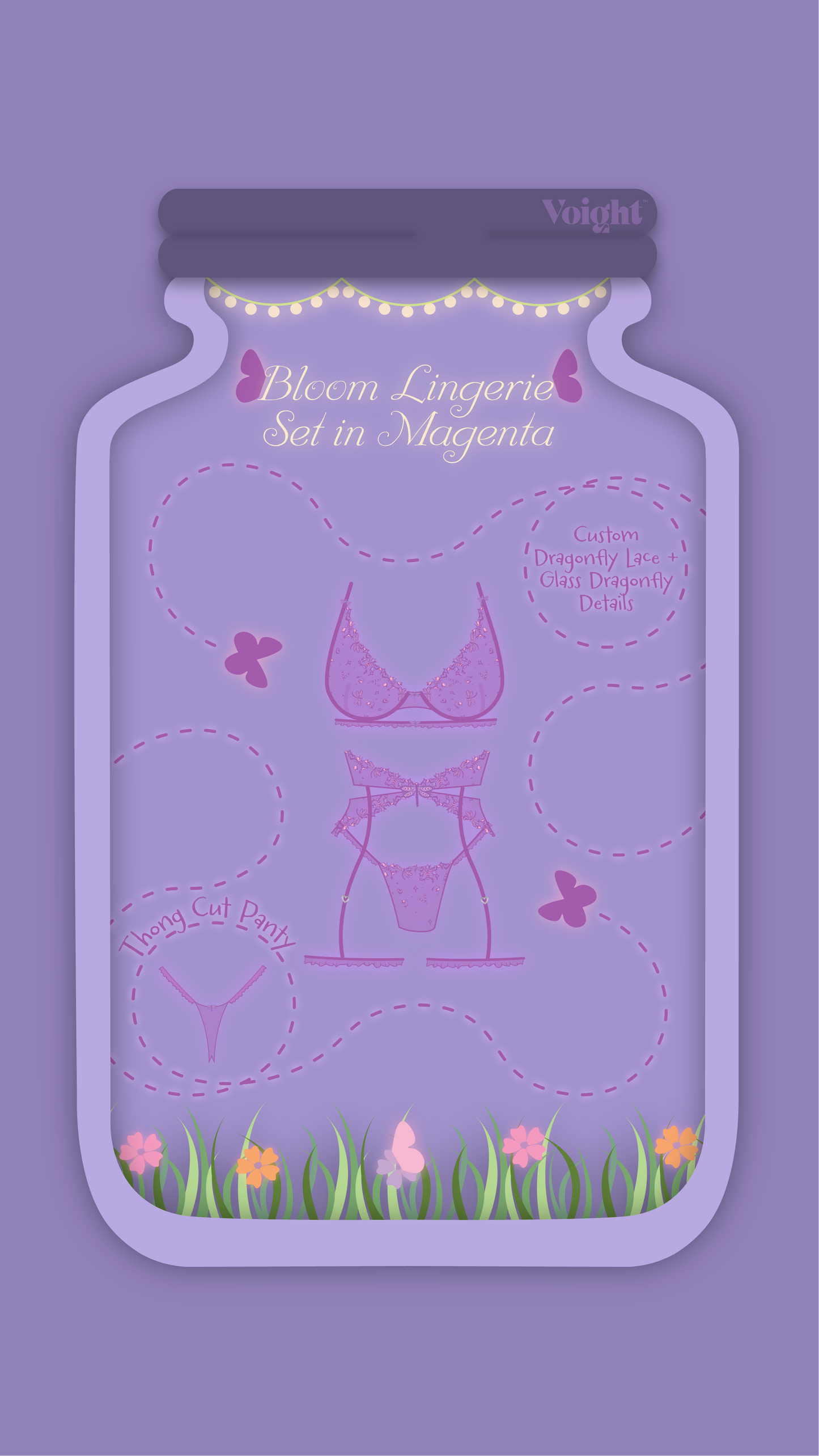 Bloom Garter in Magenta