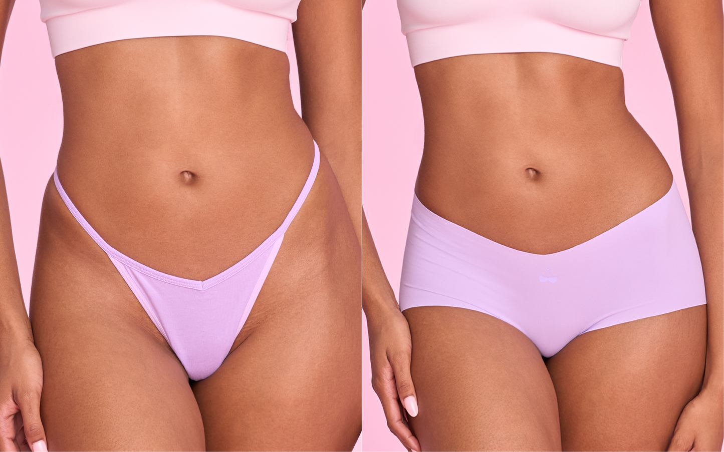 Cotton String Bikini + Seamless Boyshort in Lavender
