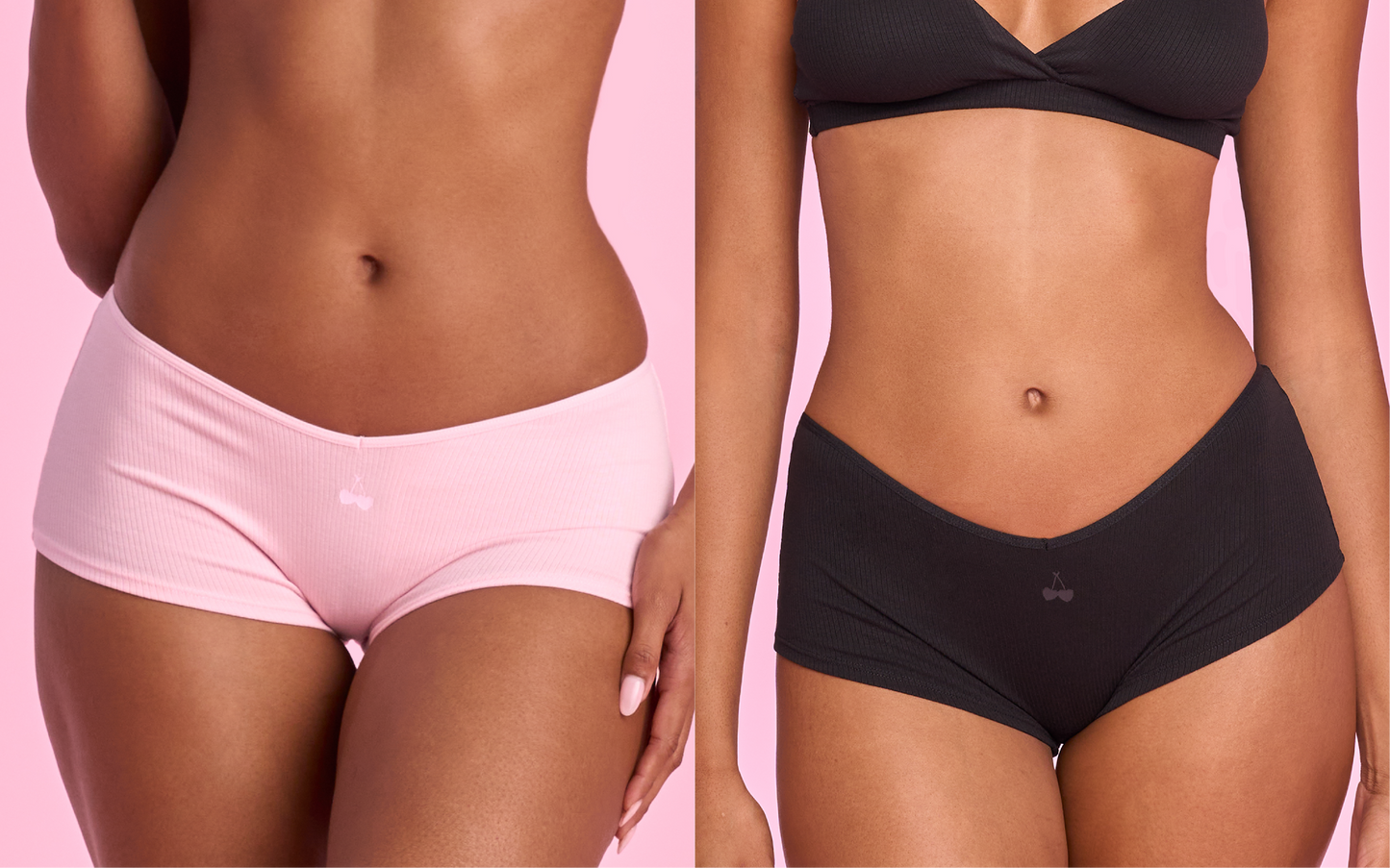 Ribbed Boyshorts In Black + Pink