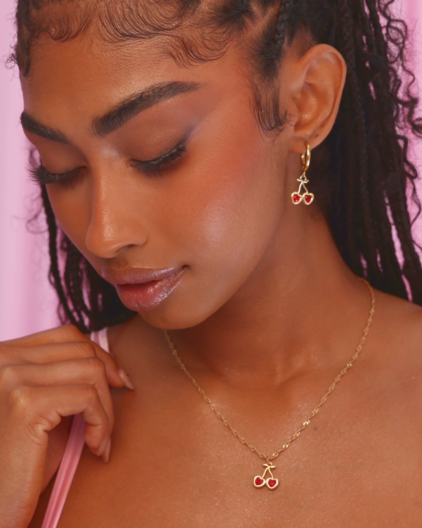 Cherry Hearts Earrings & Necklace