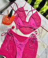 Karla V-Kini Top in Rosa Azul (Bead Trim)