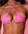 Karla V-Kini Top in Rosa Azul (Bead Trim)