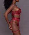 Cut Throat Panty + Garter in Rouge